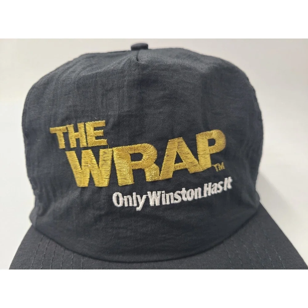 Vintage Winston Cigarettes The Wrap Only Has It Nylon Snapback Hat Cap Men Black